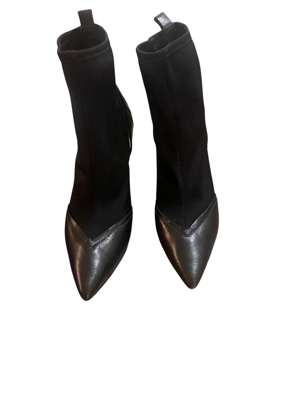 Michael Kors Women's 8 Black Khloe Scuba Leather Pointed Avant Garde Ankle Boots